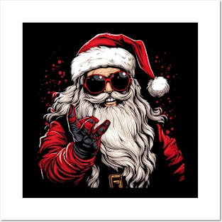 Funny Santa Rockstar Posters and Art